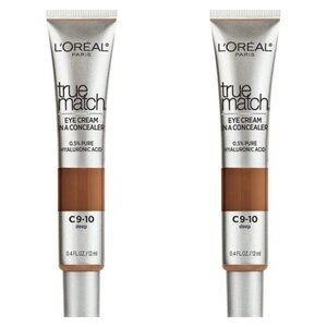 2 Pack L’Oréal Paris True Match Eye Cream Concealer, Deep C9-10 Hyaluronic Acid